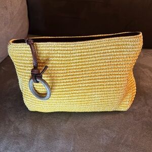 -* Alfredo Picchi Yellow Woven Clutch Bag